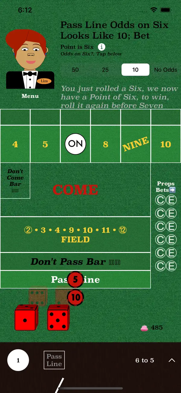 Learn Craps Game view